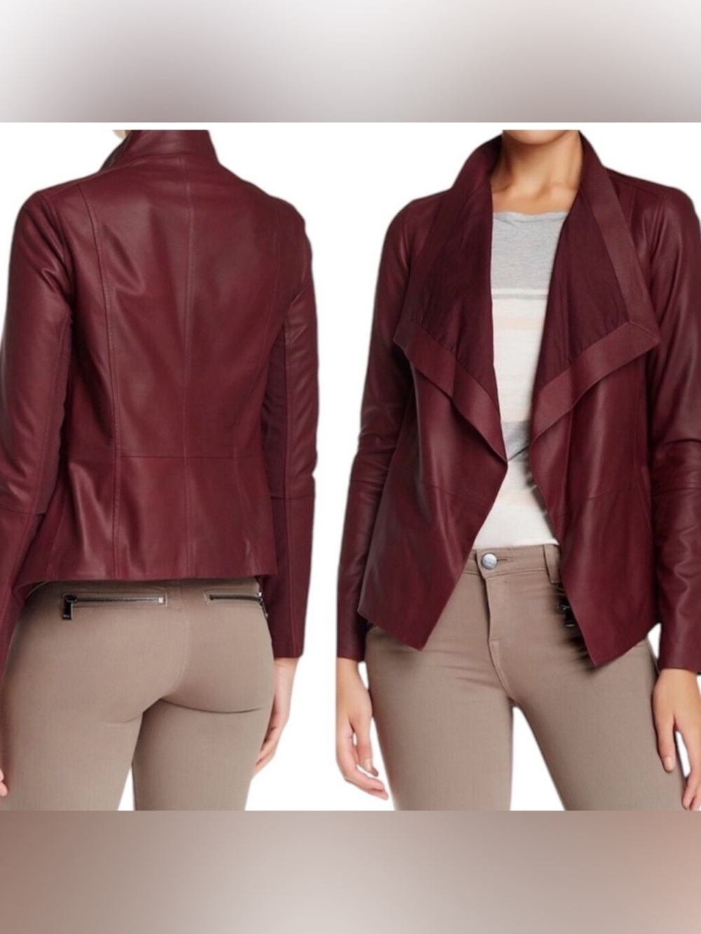 Vince Bordeaux Leather Jacket -XS